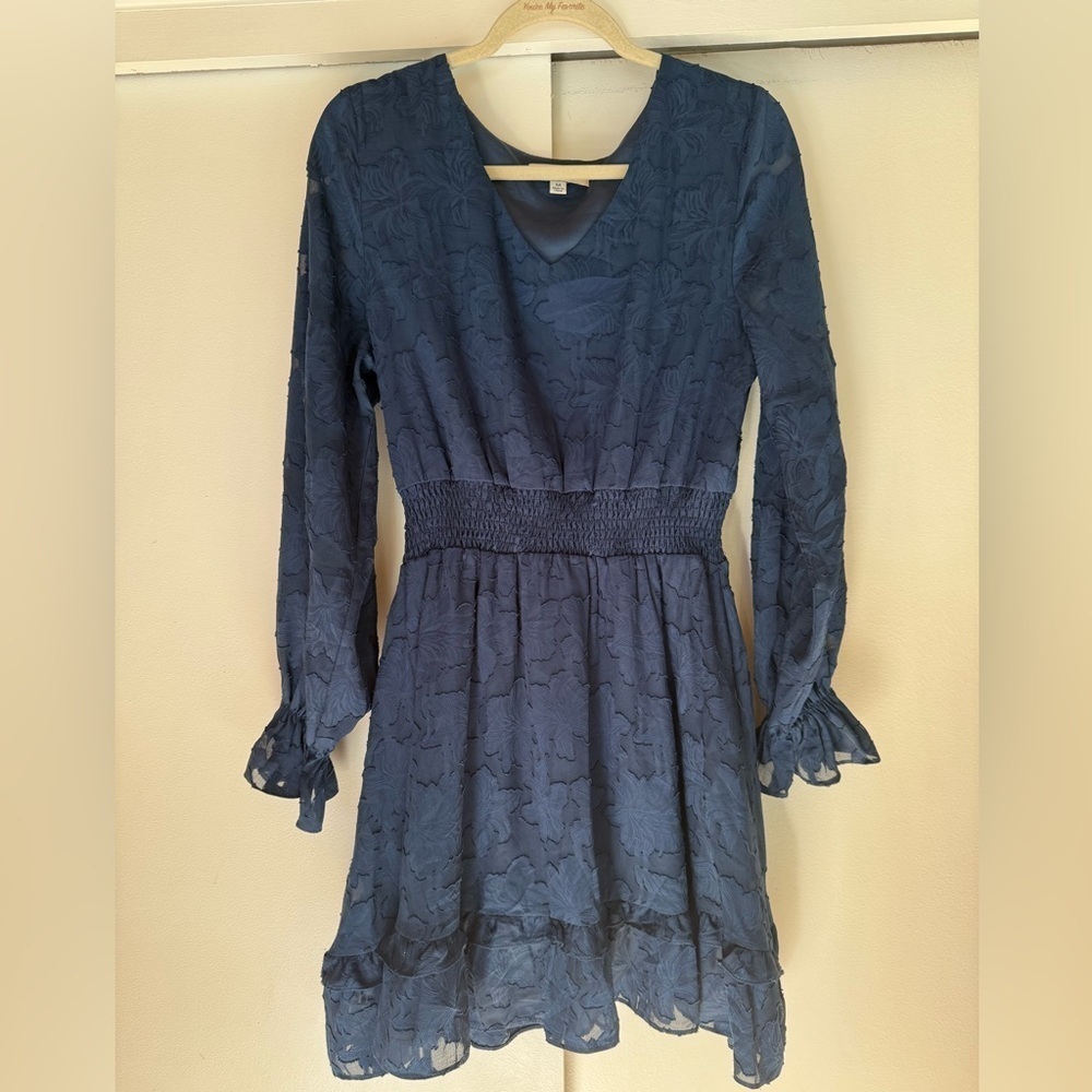 She + Sky Textured Long Sleeve Mini Dress - Picture 2 of 8